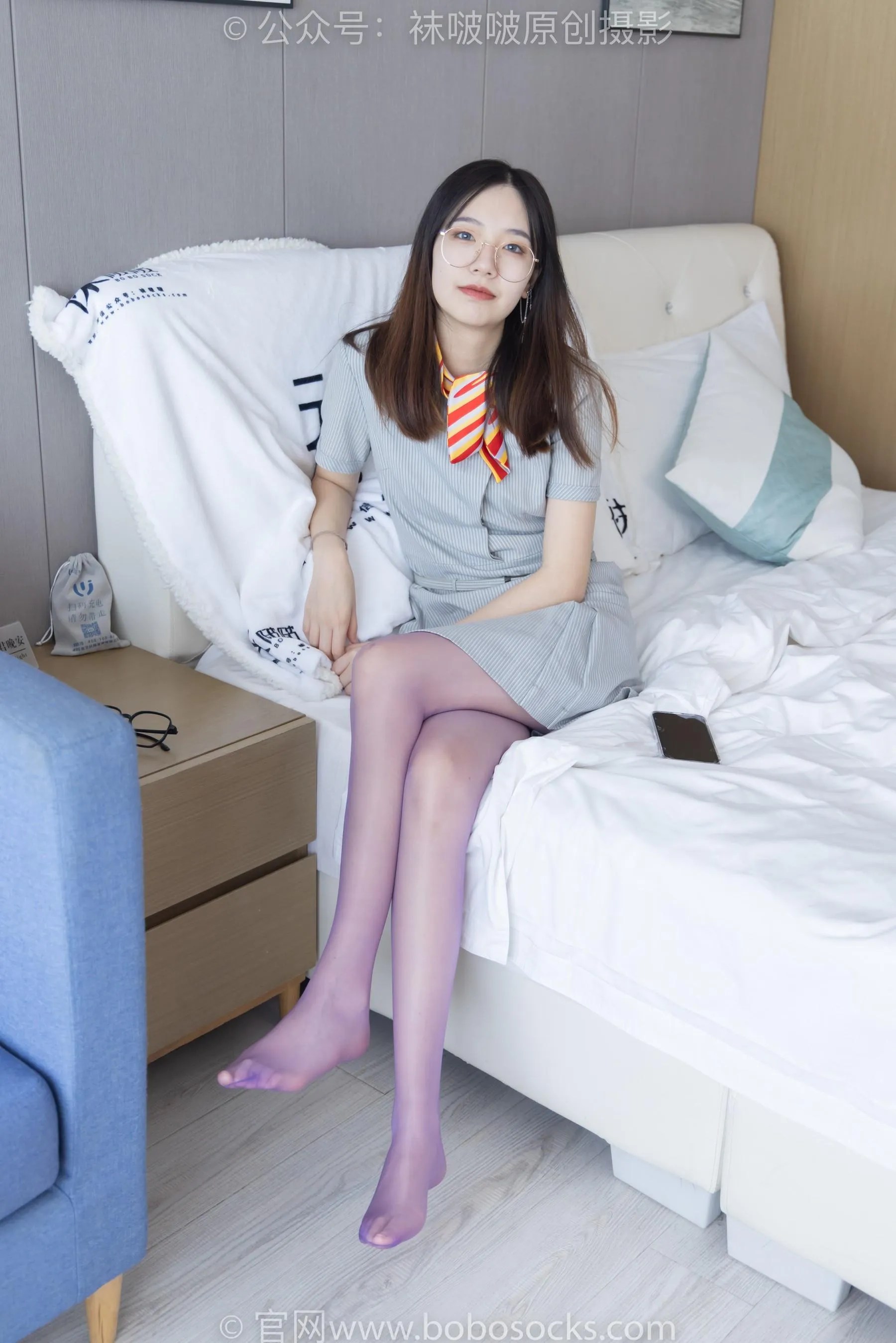 [BoBoSocks袜啵啵]NO.205 小甜豆-白色高跟鞋、紫色油亮丝袜 [87P]插图5